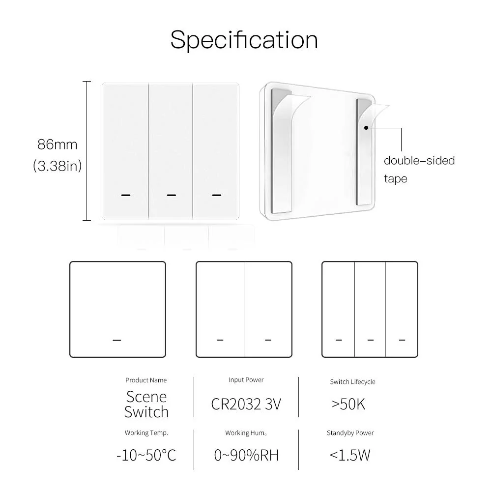 ZigBee Smart 9 Scene Mechanical Push Button Switch Multi-Control Battery Powered - Image 7