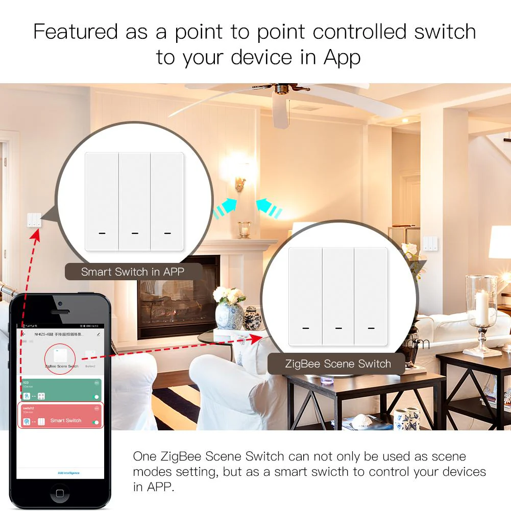 ZigBee Smart 9 Scene Mechanical Push Button Switch Multi-Control Battery Powered - Image 8