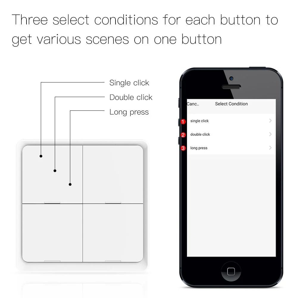 ZigBee Light Switch, Battery Powered Light Switch, Multi-Control Wireless Push Button Scene Switches - Image 4