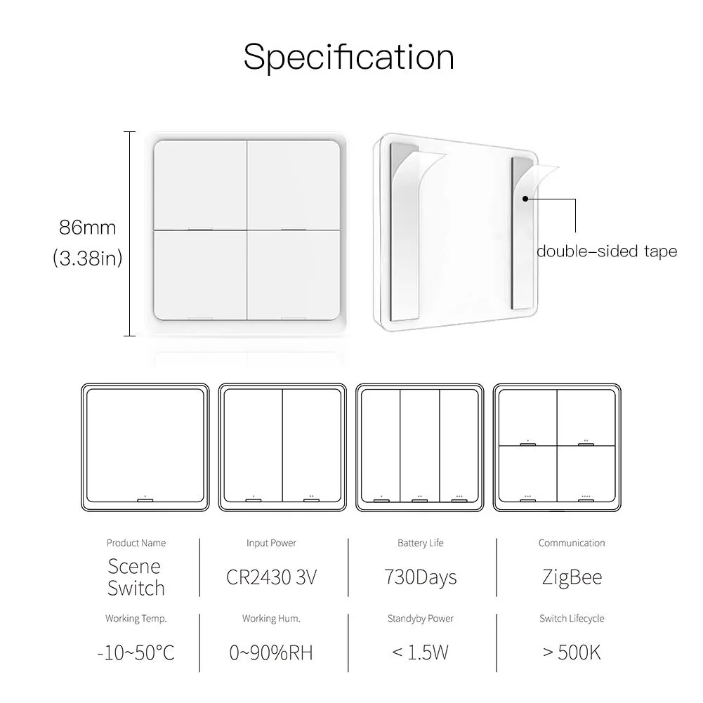 ZigBee Light Switch, Battery Powered Light Switch, Multi-Control Wireless Push Button Scene Switches - Image 7