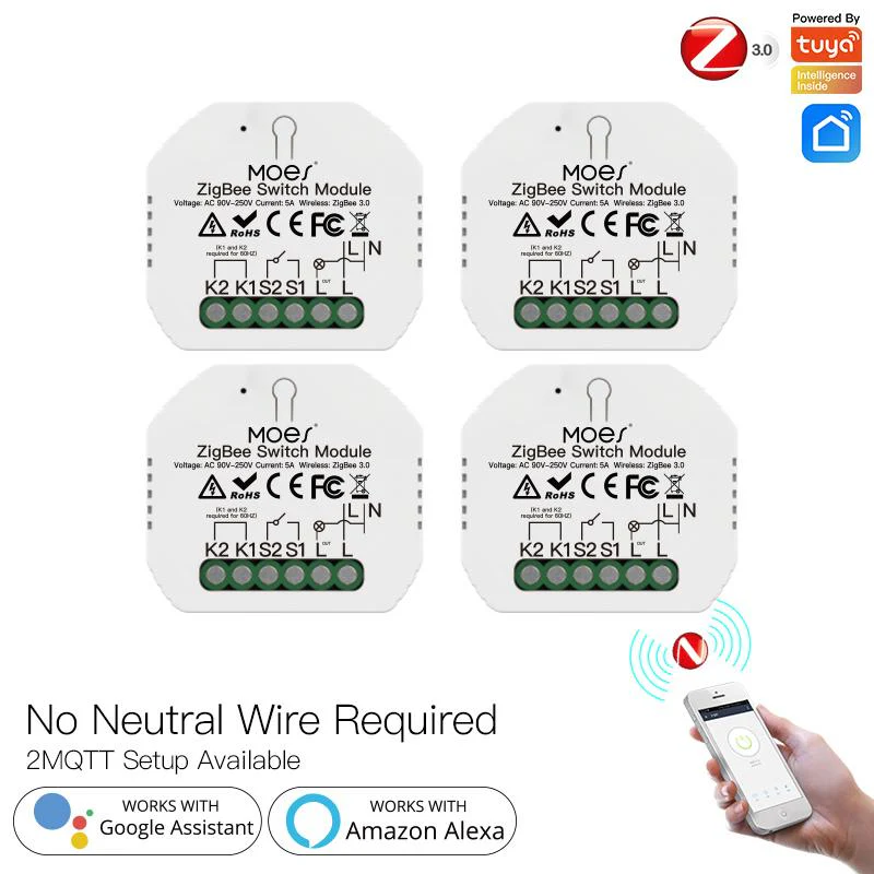 ZigBee Smart Light Switch Module Tuya No Neutral Wire 2 Way Required 2MQTT Relay - Image 17